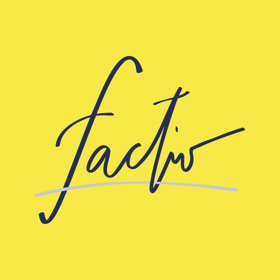 Logo Factio marine sur fond jaune